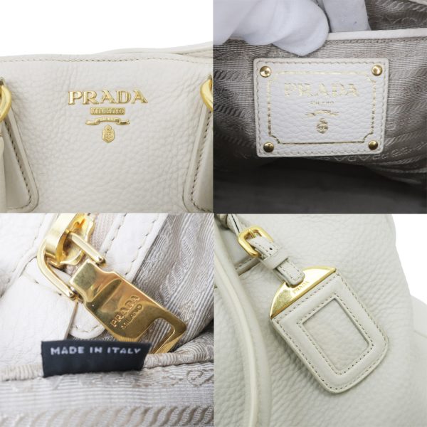 6 Prada Leather Tote Bag Light Gray Beige Hand Shoulder