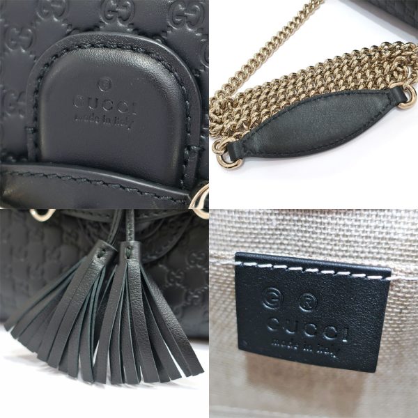 6 Gucci Chain Shoulder Bag Emily Micro Guccisima Black