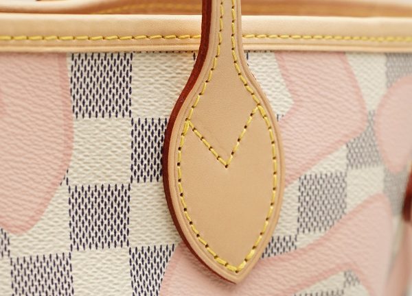 7 Louis Vuitton Damier Azur Print Neverfull MM Rose Ballerine