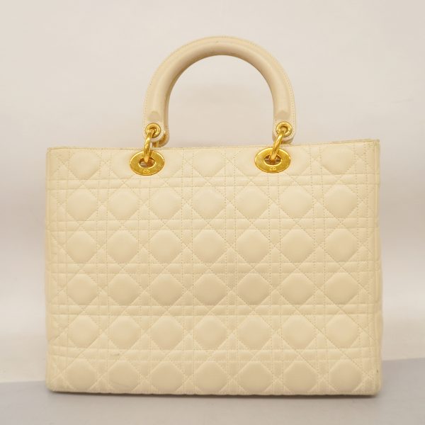 7 Christian Dior 2way Bag Lady Dior Leather Ivory