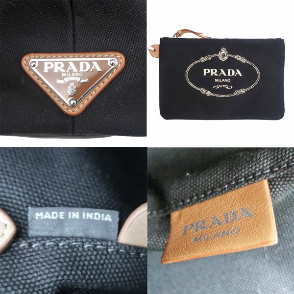 7 Prada Tote Bag Canapa Black 2way Hand Shoulder