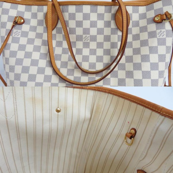 7 Louis Vuitton Neverfull MM Damier Azur Beige