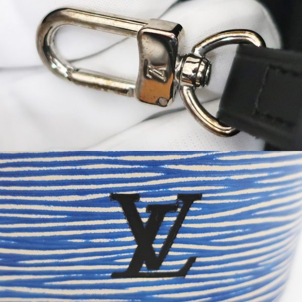 7 Louis Vuitton Neverfull MM Epi Shoulder Bag Blue White Pouch