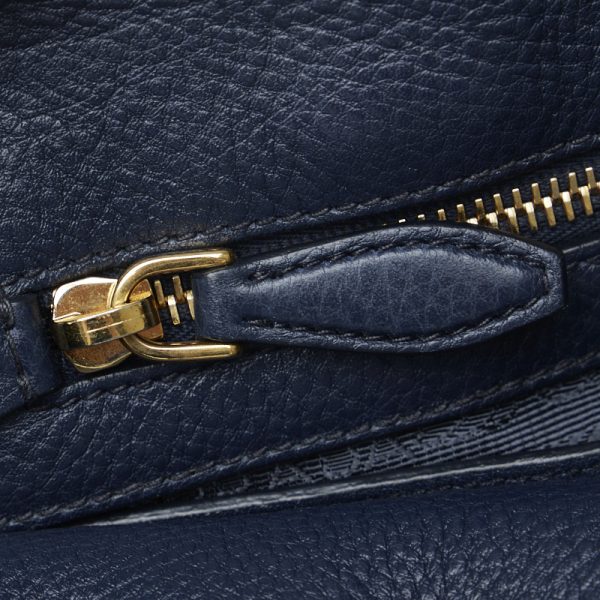 7 Prada Handbag Shoulder Bag 2way Navy Gold Leather