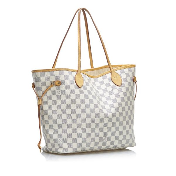 71ne2b6mrgh7azci 2 Louis Vuitton Damier Azur Neverfull MM Tote Bag Shoulder White PVC Leather