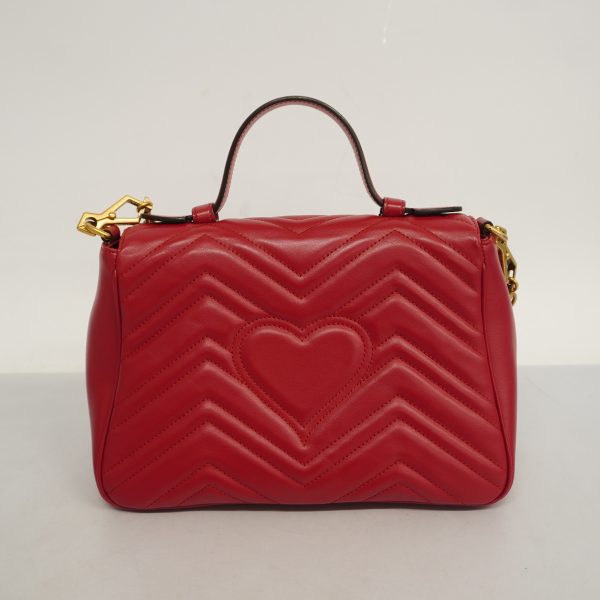 8 Gucci 2way Bag GG Marmont Leather Red Gold