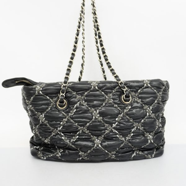 8 Chanel Shoulder Bag Parisian Chain Nylon Black