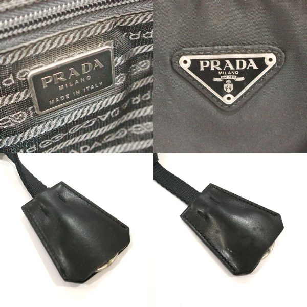 8 Prada Zipper Crochette Cadena Triangle Logo Black