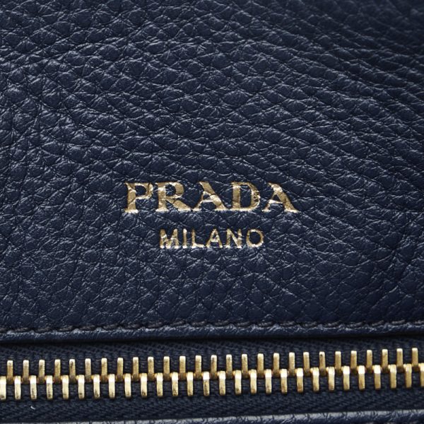 8 Prada Handbag Shoulder Bag 2way Navy Gold Leather