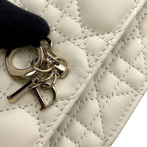 8 Dior Chain Cannage Lambskin Clutch White