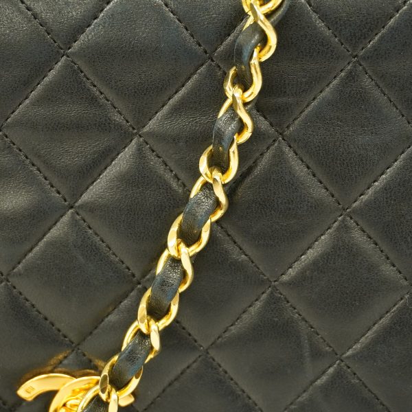 9 Chanel Shoulder Bag Matelasse Single Chain Lambskin Black