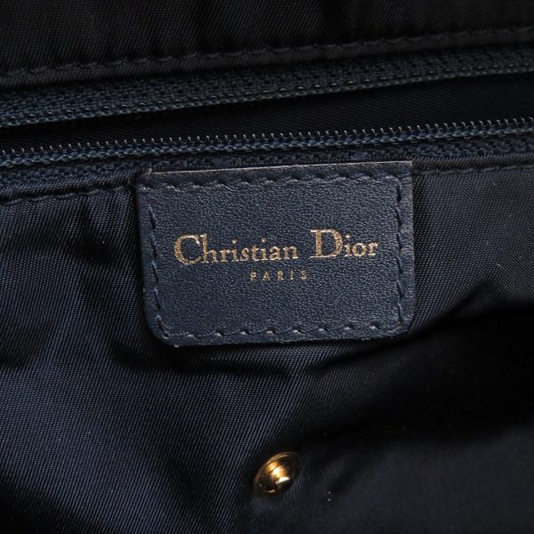 9 Christian Dior Double Saddle Leather Boston Bag Navy Blue