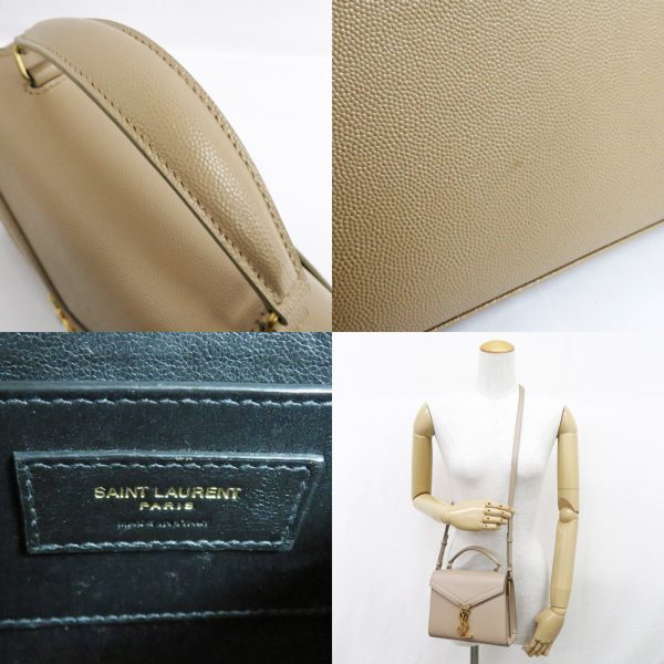 9 Saint Laurent Cassandra Top Handle Mini Leather Dark Beige