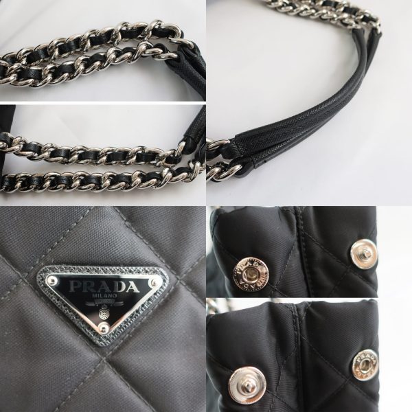 9 Prada Nylon Tote Bag Chain Tote 2way Black