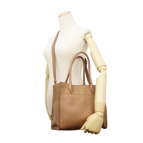 9 Prada Tote Bag Camel Brown Hand Shoulder