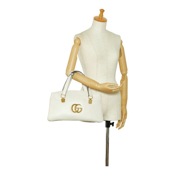 9 Gucci GG Marmont Round Crossbody Chain Shoulder Bag White Leather