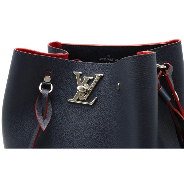 9 Louis Vuitton Lock Me Bucket Leather Marine Rouge