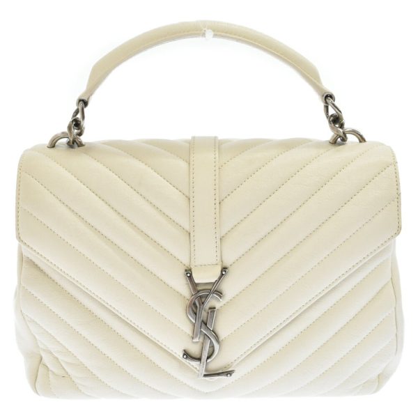 9023c010186 1 Saint Laurent Paris Satchel 2way Chain Shoulder Bag White