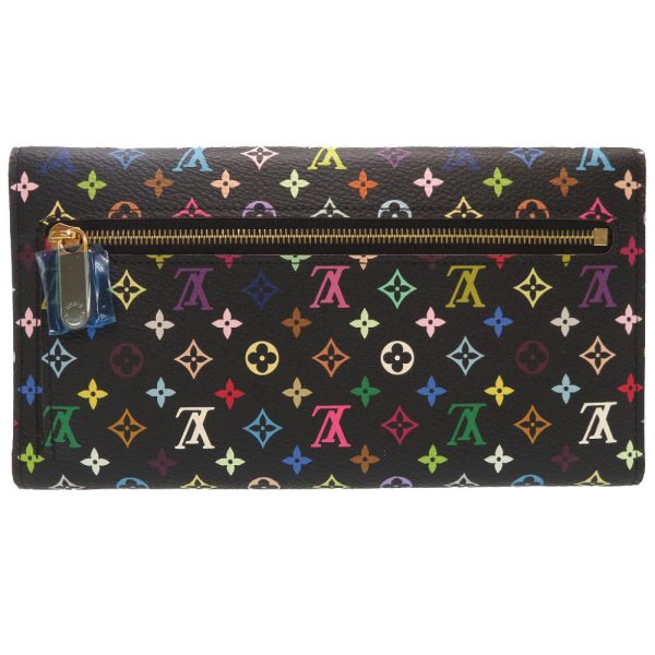 9k0134slz5 2 Louis Vuitton Monogram Multicolor Portefeuille Eugenie Noir Long Wallet Black LV