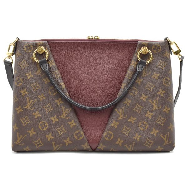 c240400042512 2 Louis Vuitton V Tote MM Monogram Bordeaux Tote Bag Handbag Shoulder Crossbody