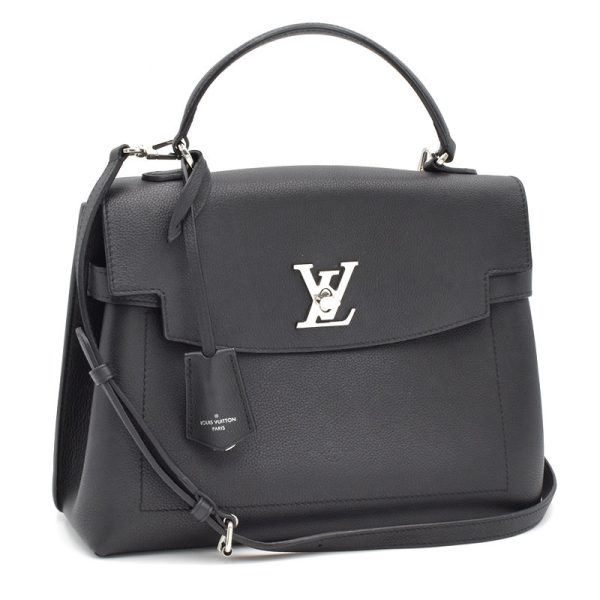 c240400045626 Louis Vuitton LockMe Ever MM Grain Calf Leather Noir Shoulder Bag Black