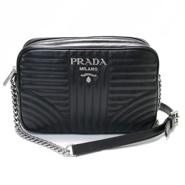 dc23 0414 32 1 Prada Diagram Shoulder Bag Black Calf Leather