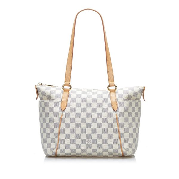 ew8u3crzk6btq6mt 1 Louis Vuitton Damier Azur Totally PM Tote Shoulder Bag White Leather