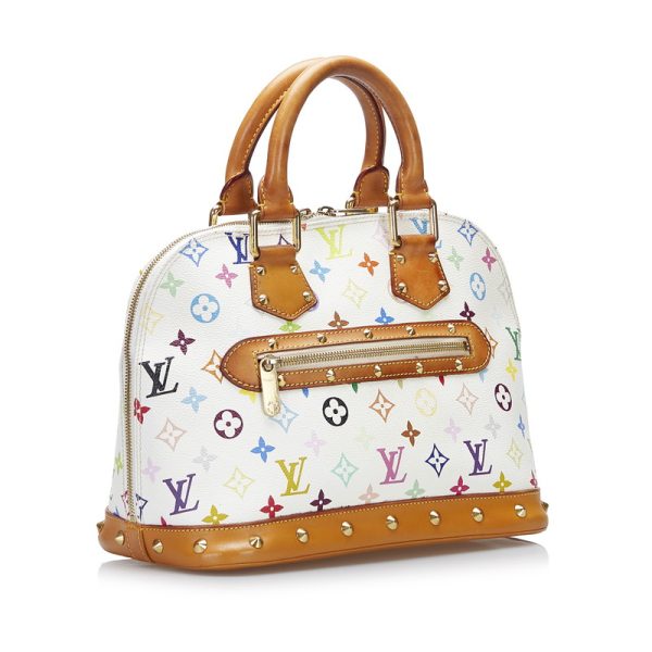 ew8u3crzk6btq6mt 2 Louis Vuitton Monogram Multicolor Alma PM Handbag Bronze White PVC Leather