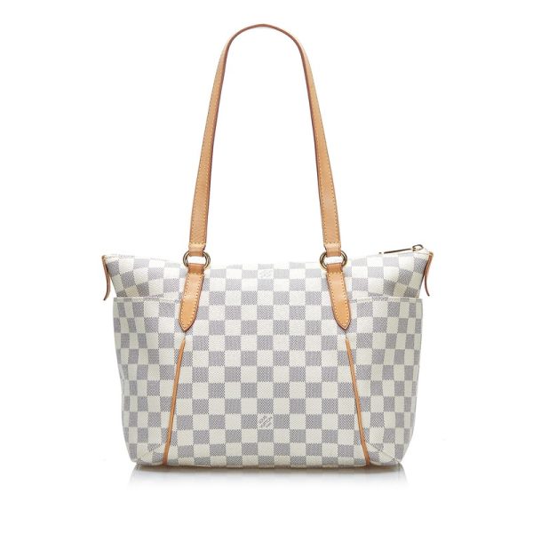 ew8u3crzk6btq6mt 3 Louis Vuitton Damier Azur Totally PM Tote Shoulder Bag White Leather