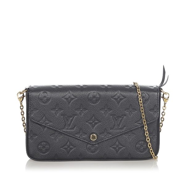 glj1ilvsh037 1 Louis Vuitton Empreinte Pochette Félicie Black Leather Chain Shoulder Bag