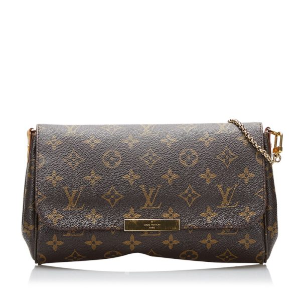 i9z8395x3yq46brd 1 Louis Vuitton Monogram Favorite PM Chain Shoulder Bag Brown PVC Leather