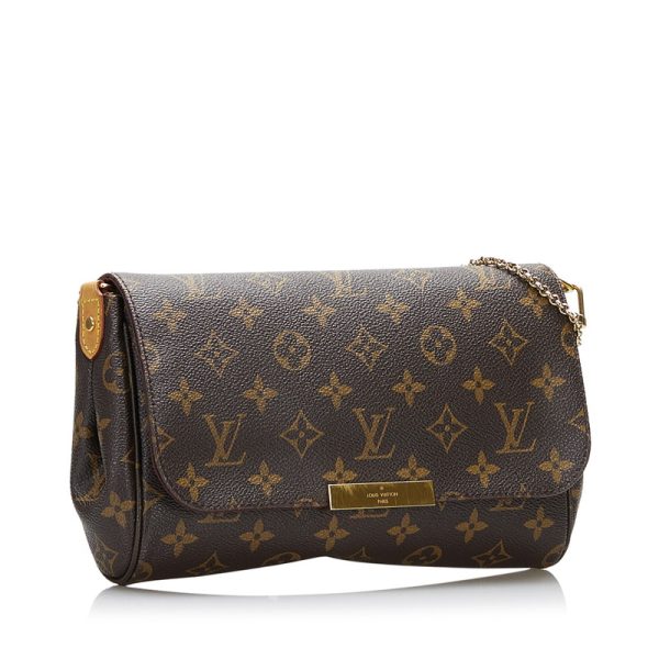 i9z8395x3yq46brd 2 Louis Vuitton Monogram Favorite PM Chain Shoulder Bag Brown PVC Leather