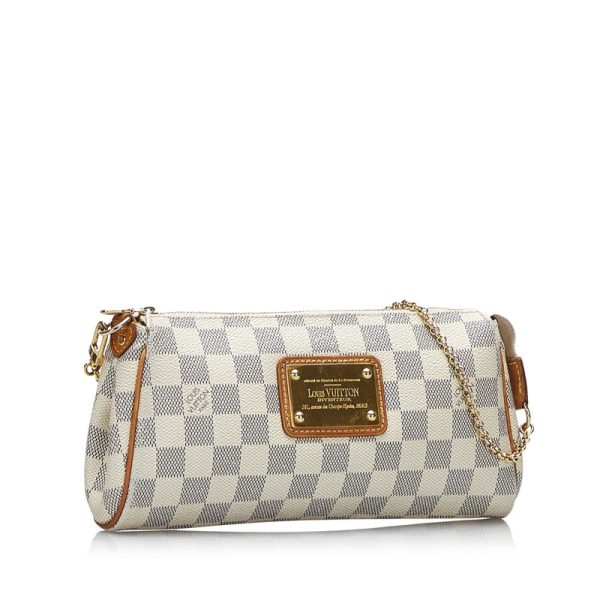 igopntf5l46xl3ha 2 Louis Vuitton Damier Azur Eva Chain Shoulder Handbag White PVC Leather