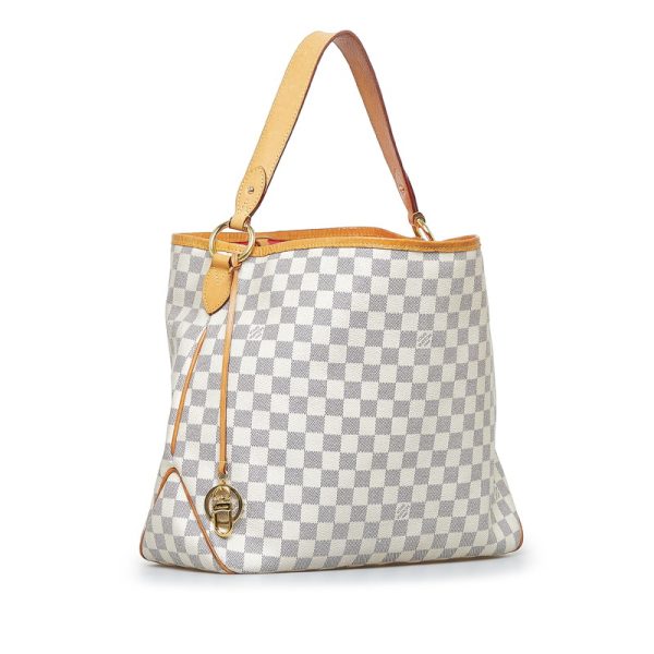 k4ifcq1z2wahg8yo 2 Louis Vuitton Damier Azur Delightful MM Shoulder Bag White PVC Leather