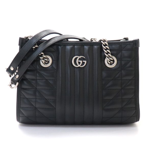 o23 0527 2 1 Gucci GG Marmont Small Tote Bag Black Leather Handbag