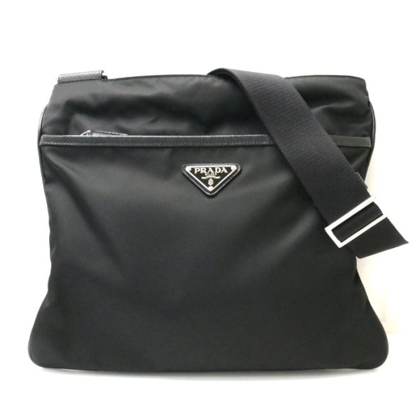 sb23 0526 20 1 Prada Tessuto Saffiano Shoulder Bag Black Nylon Leather