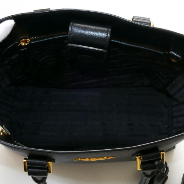 sb23 0609 21 3 Prada Saffiano Leather 2way Shoulder Bag Black Gold Metal Fittings