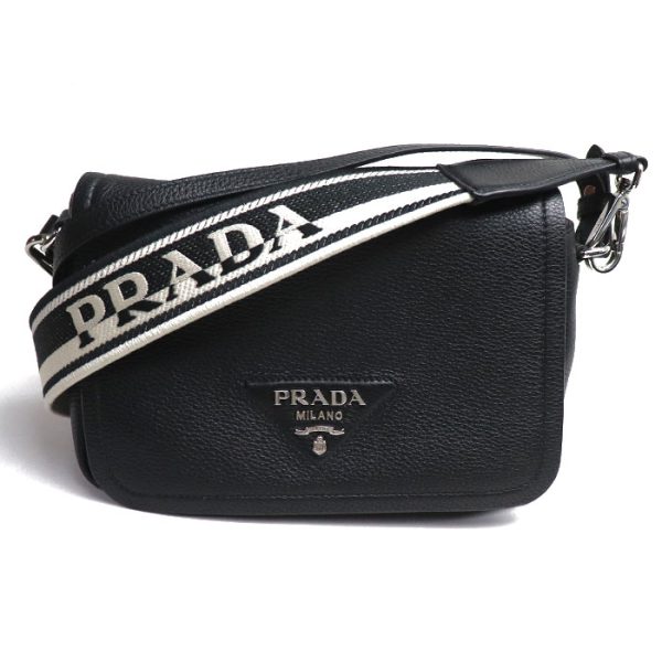 sb23 0714 38 720 Prada Leather Crossbody Bag Black