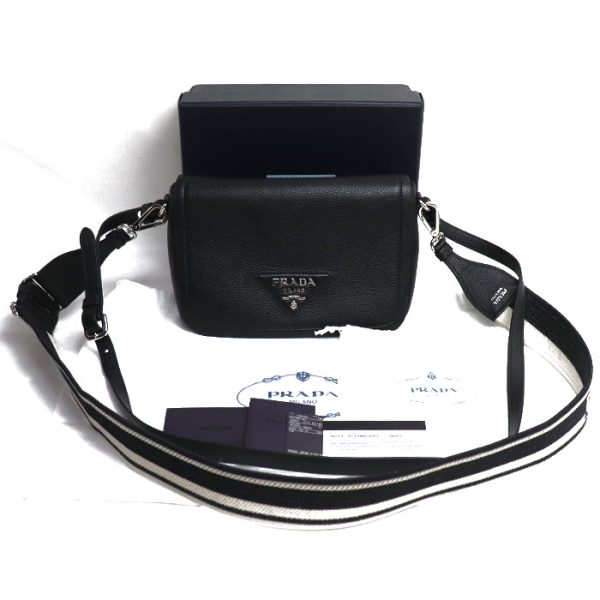 sb23 0714 38 722 Prada Leather Crossbody Bag Black