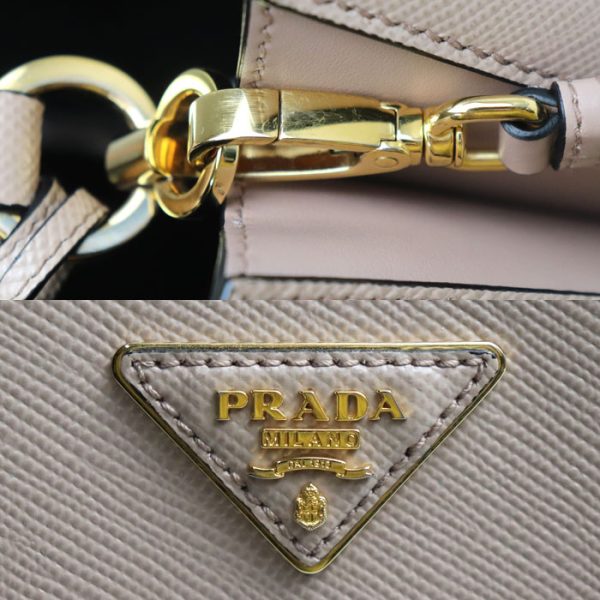 sb23 0714 41 723 Prada Saffiano Leather Pannier 2way Shoulder Bag Pink Beige