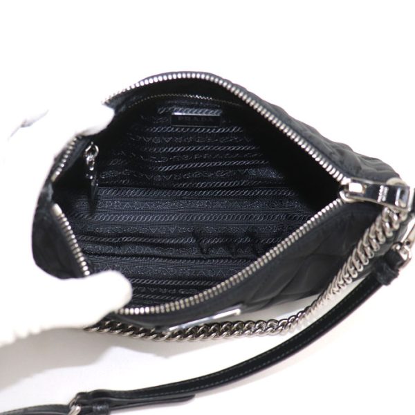 sb23 0811 22 814 Prada Tessuto 2way Shoulder Bag Nylon Black Silver Metal