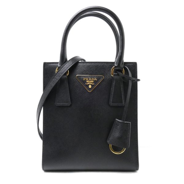 sb23 1013 17 1 Prada Saffiano Luxe 2way Shoulder Bag Black Gold Metal