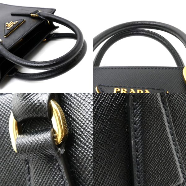 sb23 1013 17 4 Prada Saffiano Luxe 2way Shoulder Bag Black Gold Metal