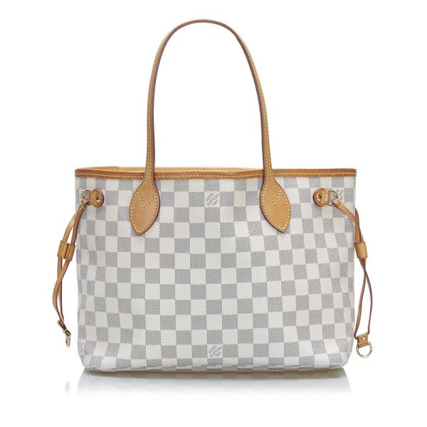 zs22j5gbz3wqjona 1 Louis Vuitton Damier Azur Neverfull PM Tote Handbag White PVC Leather