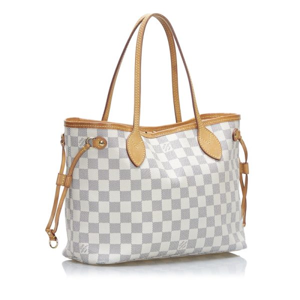 zs22j5gbz3wqjona 2 Louis Vuitton Damier Azur Neverfull PM Tote Handbag White PVC Leather