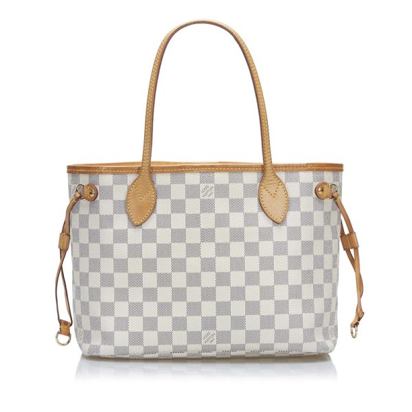 zs22j5gbz3wqjona 3 Louis Vuitton Damier Azur Neverfull PM Tote Handbag White PVC Leather