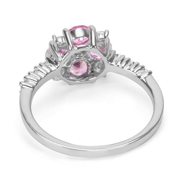 006646 bv BRAND NEW Flower Shape Ring in 14K WG with Pink Sapphire and Diamonds 036 CTW