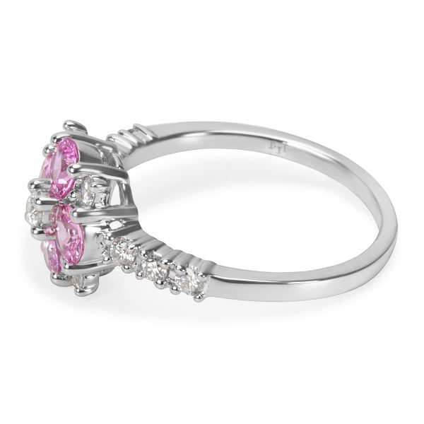 006646 sv BRAND NEW Flower Shape Ring in 14K WG with Pink Sapphire and Diamonds 036 CTW