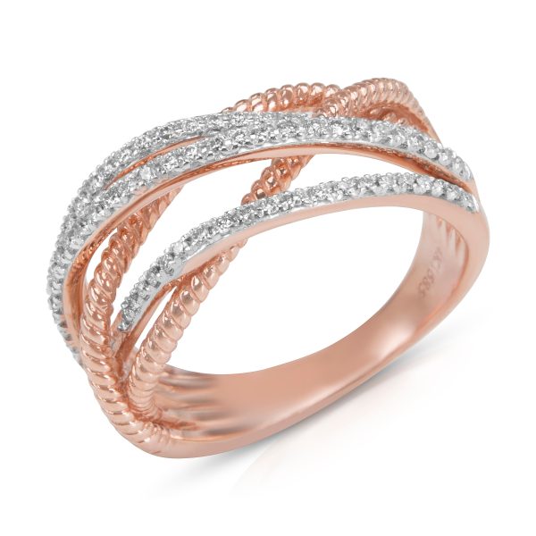 006837 av 8b72380f 7a83 4d25 a697 24ab3c3d98fa BRAND NEW Crossover Diamond Ring in 18K White and Rose Gold 176 CTS