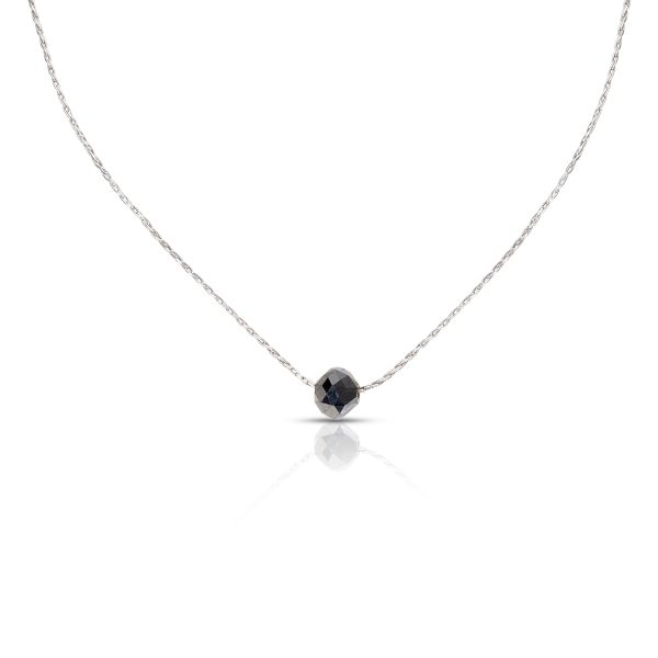 007175 fv BRAND NEW Rondelle Black Diamond Pendant in 14K White Gold 200 CTW